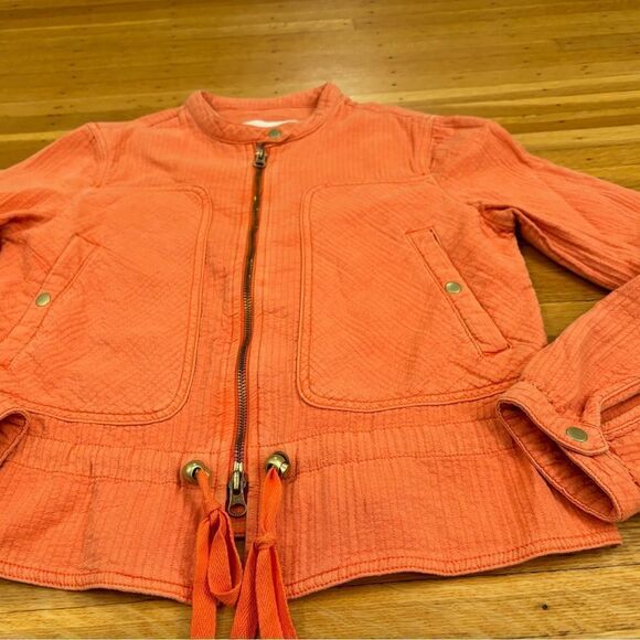 By Anthropologie Orange/salmon textured full zip jacket - Picture 3 of 5